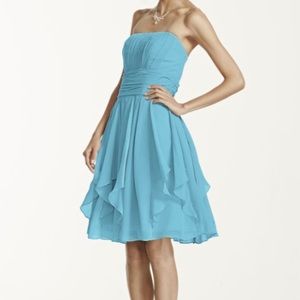David's Bridal Strapless Chiffon Dress sz 10
