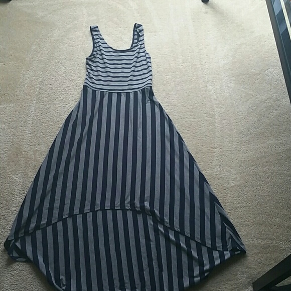 Xhilaration Striped Blue & Grey Dress