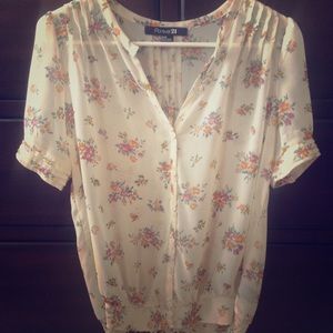 Forever 21 Floral Button Up Blouse