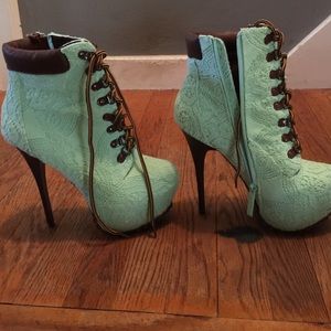 Crochet high heel booties