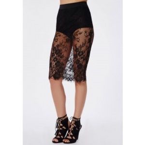 NWT Missguided Lace Overlay Sheer Midi Skirt