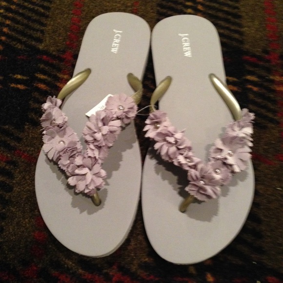 J CREW flower Flip Flops