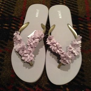 J CREW flower Flip Flops