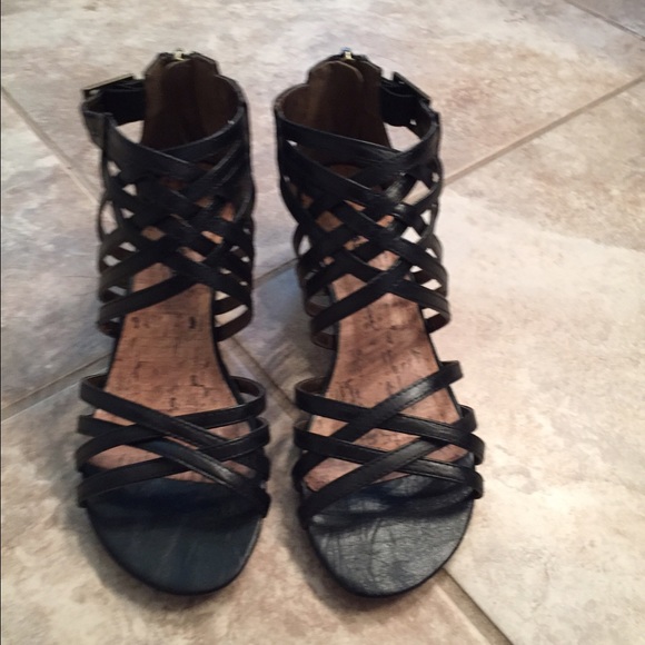 Black Wedge Gladiator Sandals
