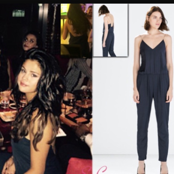 zara navy jumpsuit