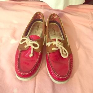 Red, Cream, and Brown Sperry Boat Shoe
