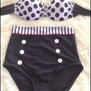 Vintage high waist 2 piece bathing suit