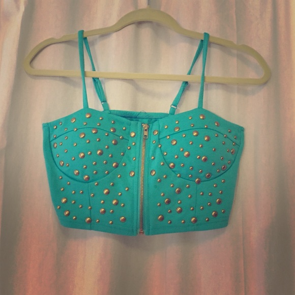 Teal Bustier with Gold stud accent