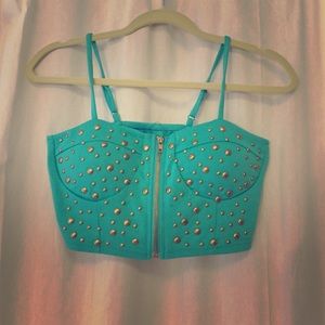 Teal Bustier with Gold stud accent