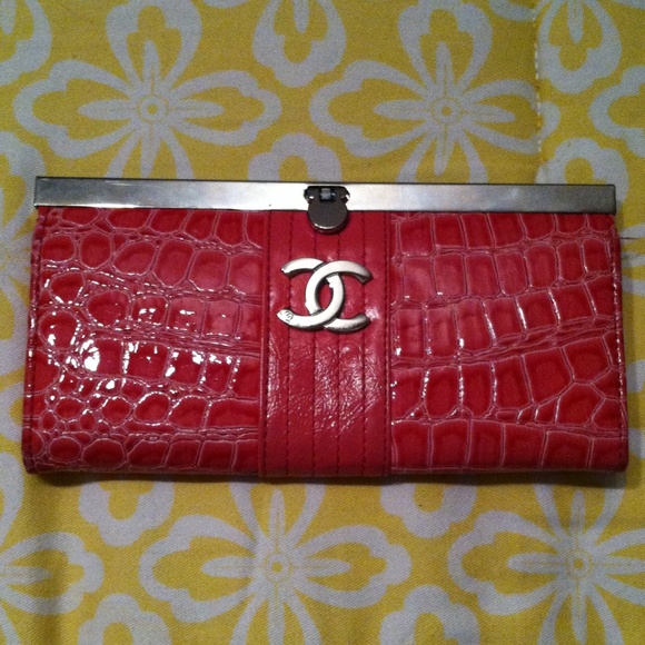 Pink croc wallet