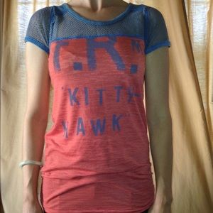 Free People blue/red netted tee