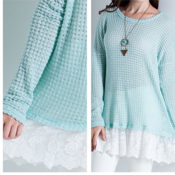 Monika Rose SF Sweaters - 🆕 Mint Lace Sweater Knit