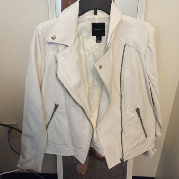 White faux leather jacket from Forever 21