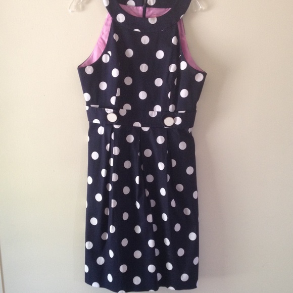 Classy polka dot navy and white dress