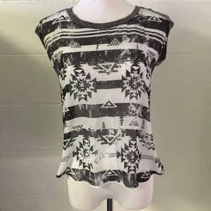 NWOT sheer tribal print top