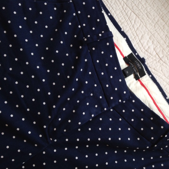 Navy blue and white polka dot capris