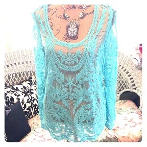 Tiffany blue lace top
