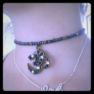 Handcrafted beaded yoga Om choker