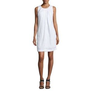 White Linen Sleeveless Shift Dress