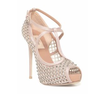 Valentino T-Strap Rhinestone Studded Sandal