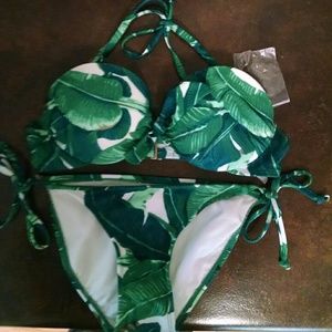 Tropical Palm print convertible bikini