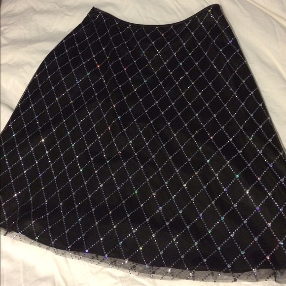 Adrianna Papell black tulle sequined skirt