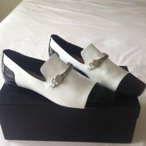 Sold!!!!!Emporio Armani black and white Moccasins.