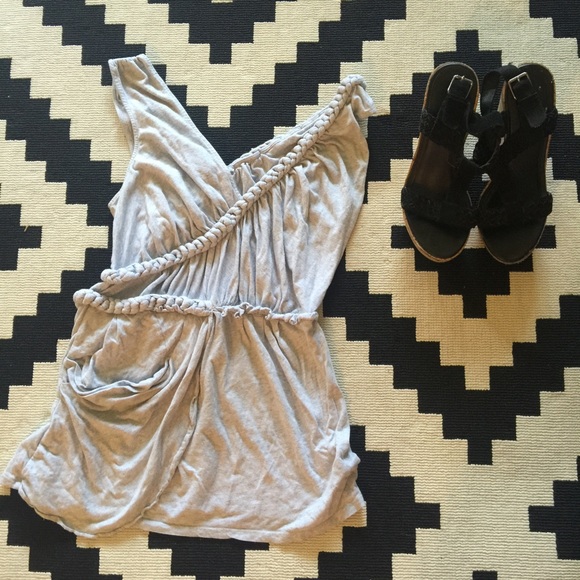 Deletta Braided and peplum jersey top