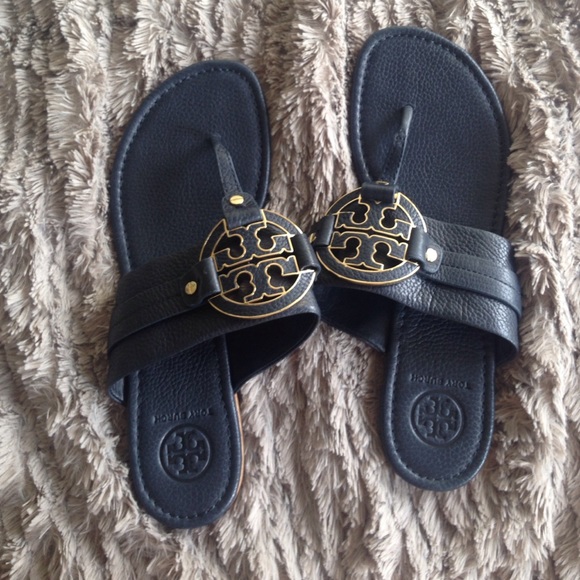 Tory Burch navy size 11 sandals worn once - Picture 1 of 2