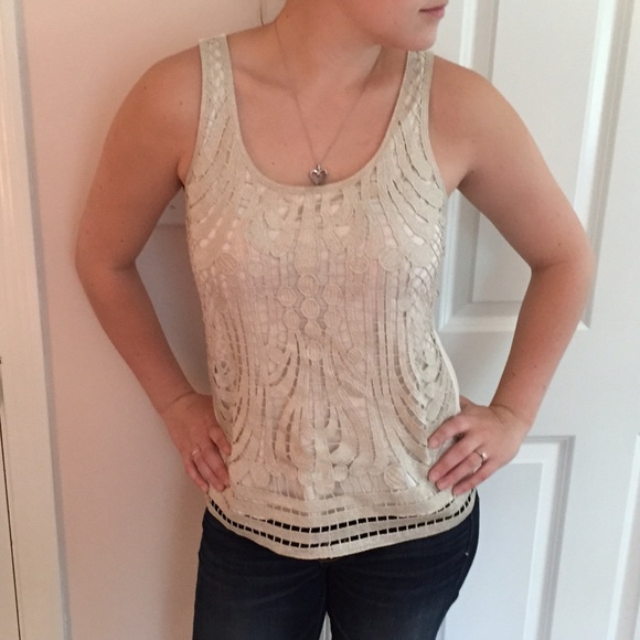 EXPRESS cream sparkly tank - Picture 2 of 3