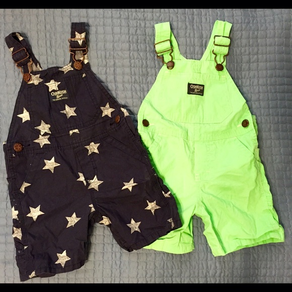 Two baby overall shorts