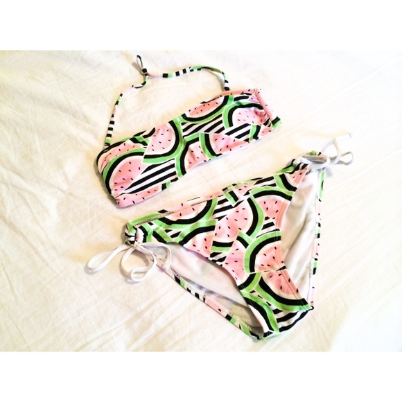 Forever 21 watermelon print bandeau bikini set.