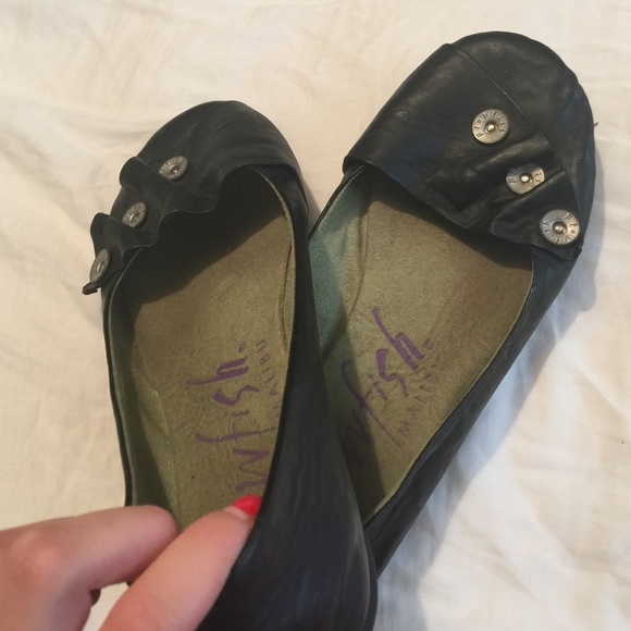 Black Faux Leather Flats