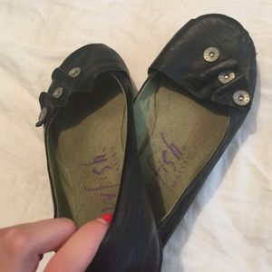 Black Faux Leather Flats