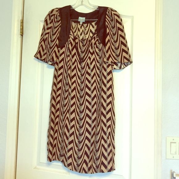 Tracy Reese black&nude silk Chevron Dress Sz 2