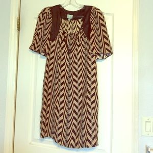 Tracy Reese black&nude silk Chevron Dress Sz 2