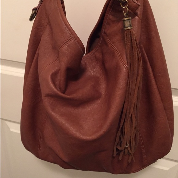 Camel leather satchel