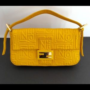 💯% Authentic Fendi Baguette Yellow Leather Bag