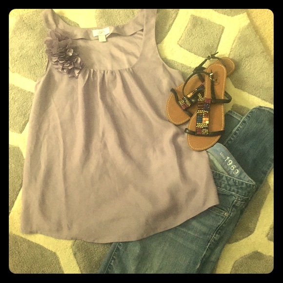 EUC Loft sz S Lavender tank embellished blouse