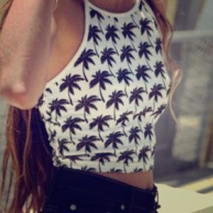 Brandy Melville Cotton palm tree halter tank