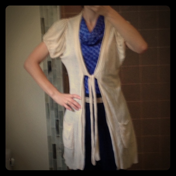 Loft long open knit cardigan