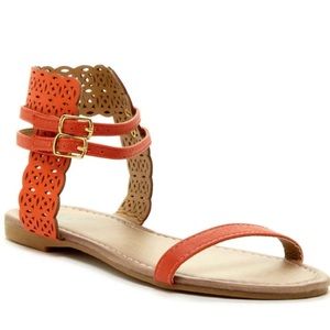 Carrini Cutout Sandals in Coral