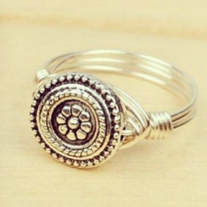 Silver Wire Wrap Boho Flower Ring