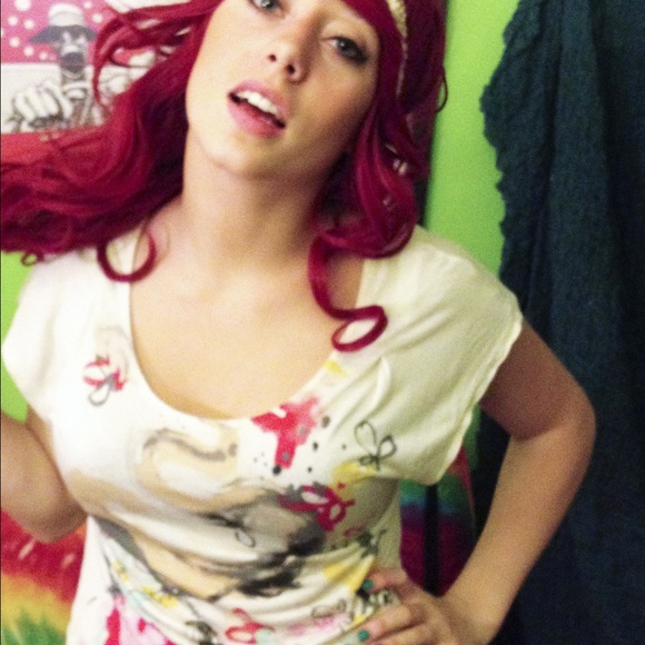 Art bird cage NY&Co modal silky tee top blouse S - Picture 4 of 4