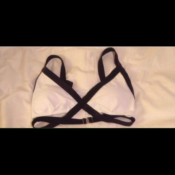 Strappy white and black bikini top