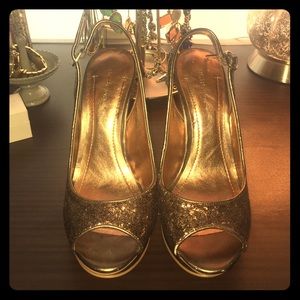 BCBGeneration gold sequin pumps