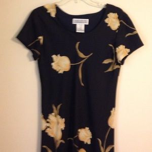 A Navy Blue Chiffon Dress/ Yellow Flowers