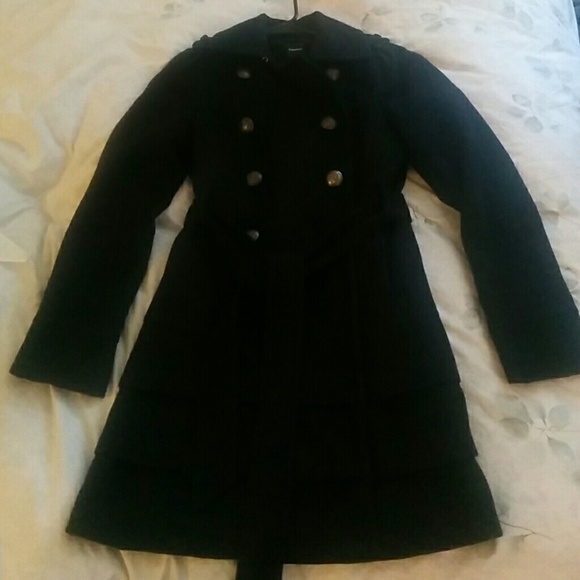 **Express Tiered-Bottom Wool Trench Coat**