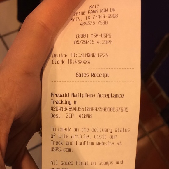 TRACKING INFO - Picture 2 of 2