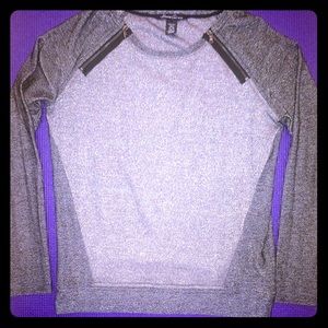 Silver Metallic Kenneth Cole zip neck top, small
